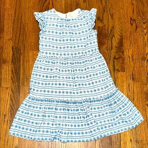 Crewcuts Blue and White Casual Sundress with Flutter Sleeves